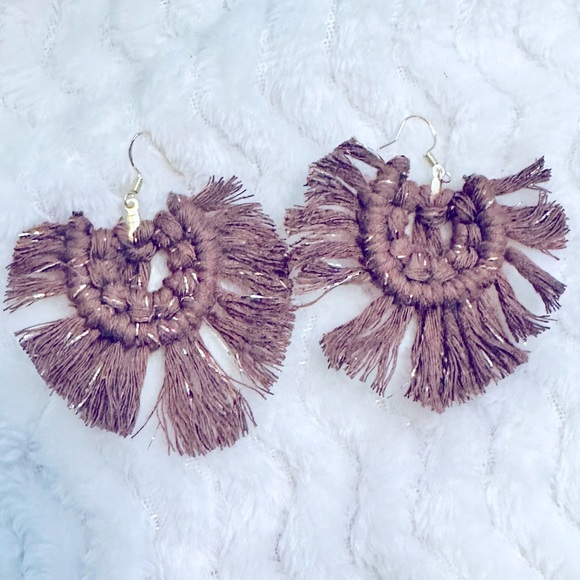 HaNdMaDe BÖHÖ fRiNgY MaCrAmÉ» 925s sTeRliNg SiLvEr [STAMPED] BoHeMiAn EaRrInGs - Picture 5 of 17